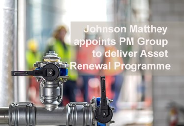 Johnson Matthey appoints PM Group to deliver Asset Renewal Programme text above engineering equipment.