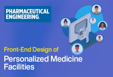 A blue poster for an ISPE Pharma Engineering article with the title 