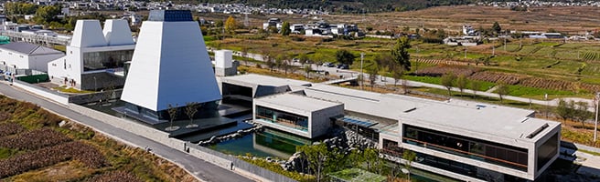 Aerial view of the distillery